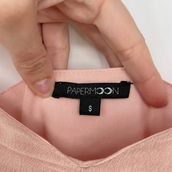 Papermoon Ruched Bodycon Mini Dress Size Small Blush Pink Ditsy Babydoll y2k - Picture 2 of 7